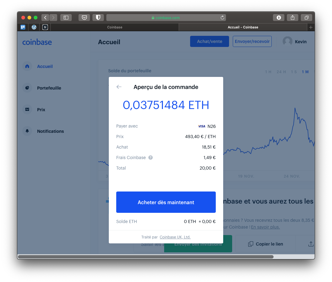 Acheter Ethereum sur Coinbase
