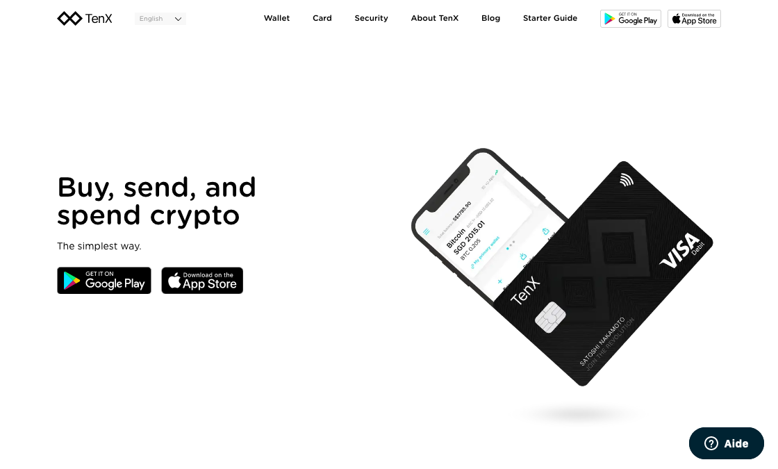 Service TenX de cryptomonnaie