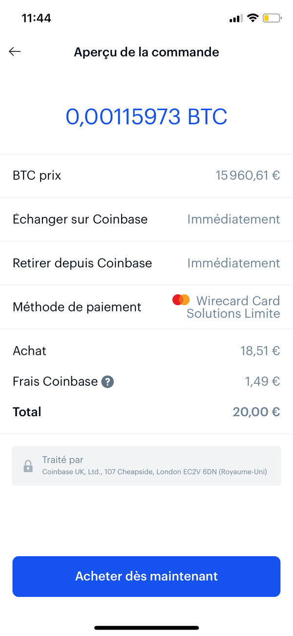 achat bitcoin mandat compte