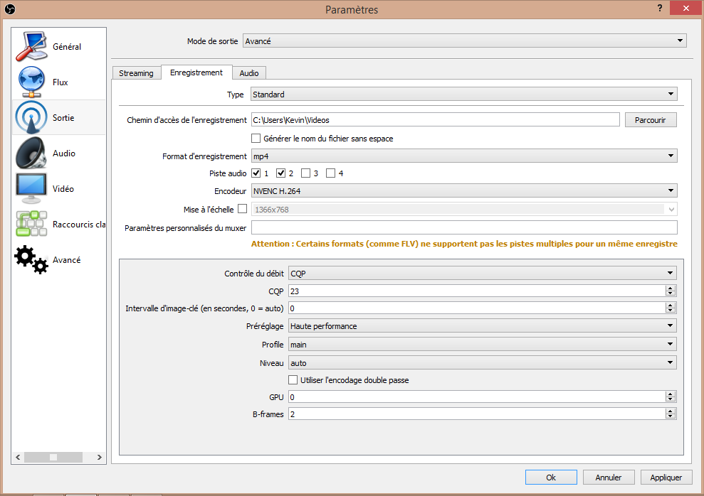 Configuration de streaming sur OBS