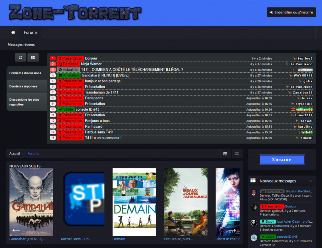 Zone Torrent est le premier site alternatif à T411