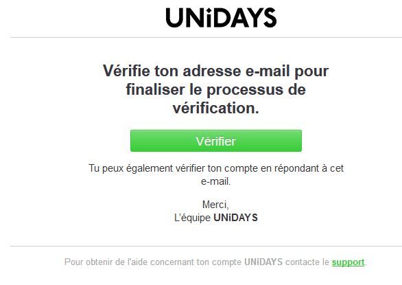 Verification de compte Unidays Apple