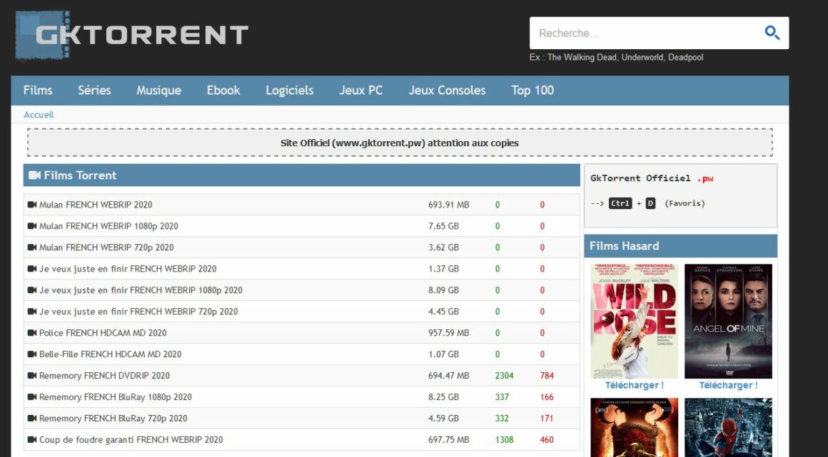 GKTorrent La Nouvelle Adresse Officielle (URL) à utiliser en 2021